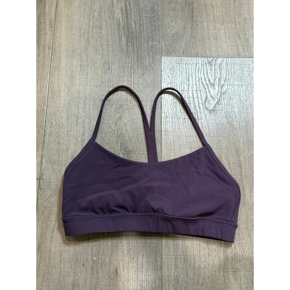 Lululemon Flow Y Bra Nulu Purple Plum Yoga Sports Bra Light Support Racerback